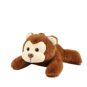 Cute brown plush monkey toy in crawling position with soft texture for nursery decor