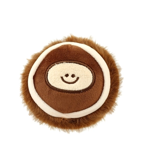 Cute chestnut plush keychain charm with embroidery smile face on white background