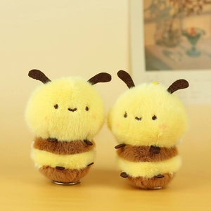 Portachiavi in Peluche a Forma di Ape Cicciottella Morbida Bambola di Animale di Peluche Ciondolo per Zaino Chiavi Auto Regalo Creativo Donna Bambini
