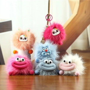 Porte-clés Monstre En Peluche Mignon Fausse Fourrure Grande Bouche Poupée De Dessin Animé Charme De Sac Pendentif Pour Femmes Filles Sac À Dos Sac À Main Décoration