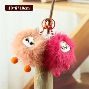 Porte-clés monstre en peluche douce, pendentifs orange et rose pour sacs à main