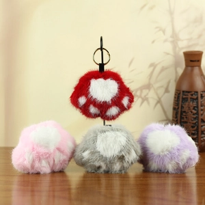 Mignon Porte-Clés Patte De Chat En Fausse Fourrure Peluche Douce Charme De Sac Coussinet Animal Pour Femmes Filles