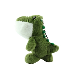 Süßer grüner Plüsch-Dinosaurier-Schlüsselanhänger mit weichen Schuppen und Metallring