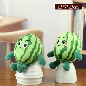 Cute watermelon plush keychain toys with different facial expressions and green stripes
