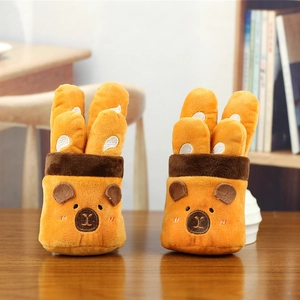 Cute Capybara Baguette Plush Keychain Soft Short Plush Animal Doll Bag Charm For Backpack Purse Decoration