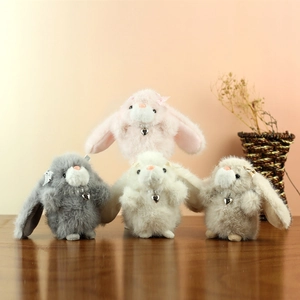 Cute Lop-eared Rabbit Plush Keychain With Heart Pendant Soft Stuffed Animal Toy Bag Hanging Ornament Gift For Women Girls