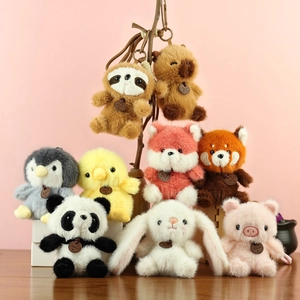 Simpatico Portachiavi di Peluche a Forma di Animale Soffice Pelliccia Sintetica Panda Koala Maialino Pendente per Borsa Regalo per Bambini Donna