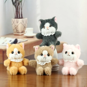 Cute Cat Plush Toy Stuffed Animal Kitten Doll With Lace Collar Soft Plushie For Girls Birthday Gift Home Decor