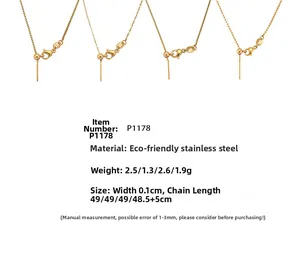 Dettaglio delle estensioni per collana in acciaio inossidabile dorato e delle chiusure