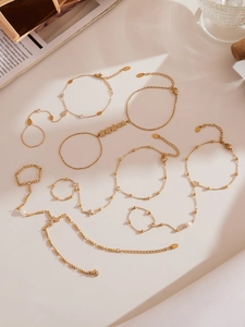 Détails de bracelets bague en plaqué or 18k avec zircons et breloques bohèmes