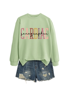 Detail of Cardiac Sonographer print on light green long sleeve sweatshirt fabric