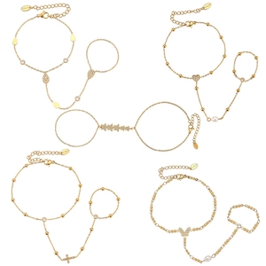 Bracelets bagues minimalistes en acier inoxydable plaqué or 18k avec zircon et breloques