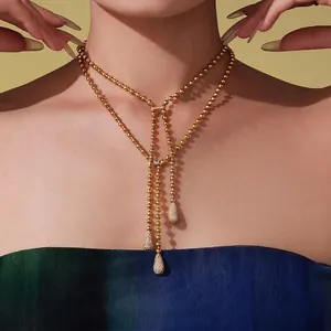 Collier Et Boucles D'oreilles En Acier Inoxydable Plaqué Or 18K Avec Pendentif Goutte D'eau Zircone CZ Femmes