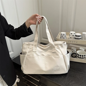 Women Nylon Tote Bag Large Capacity Lightweight Waterproof Commuter Shoulder Handbag Multiple Pockets Fashion Urban Work