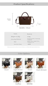 Detailed size specifications and color options for the plush mini crossbody dumpling bag