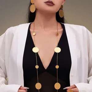 Bijoux Géométriques Minimalistes Cercle Collier Boucles D'oreilles Et Bague Acier Inoxydable Plaqué Or 18K Poli Pour Femmes