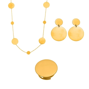 Parure de bijoux minimaliste en acier inoxydable plaqué or 18 carats avec disques