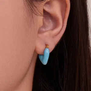 Edelstahl Herz Creolen 18K Vergoldet Tropföl Glitzer Emaille Asymmetrischer Modeschmuck Für Damen