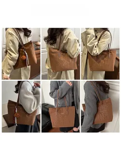 Multiple views of a large leopard print tote bag styled with various casual autumn outfits