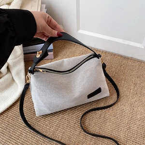 Women Retro Woven Knitted Crossbody Bag With PU Leather Strap Large Capacity Shoulder Underarm Bag Daily Commuter Purse