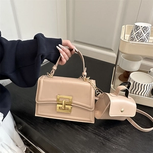 Trendy Urban Minimalist PU Leather Small Square Bag For Women Versatile Fashion Crossbody Shoulder Handbag With Mini Pendant Bag Set