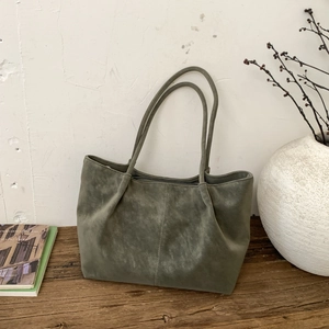 Große Kapazität Minimalistische Wildlederoptik PU Tragetasche Retro Lässig Schultertasche Mit Perlenanhänger Für Damen Alltag Büro