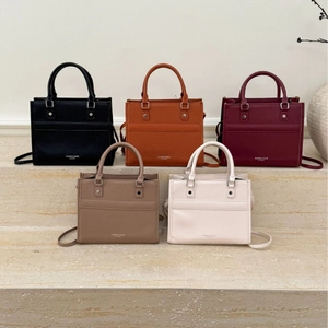 Fashion small tote bag in five colors with lychee pattern leather and top handle