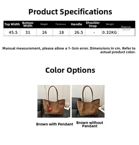 Detailed size chart for retro large tote bag showing dimensions and product parameters