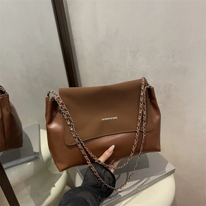 Women Large Capacity Underarm Tote Bag Simple Chain Shoulder Crossbody Bag Retro Vintage PU Leather Flip Daily Minimalist Bag