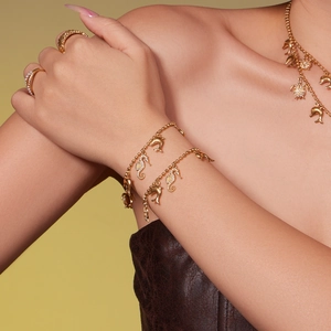 Marine theme 18k gold plated stainless steel jewelry set with ocean animal charms