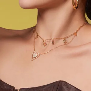Stainless Steel Necklace With Heart Butterfly Tree Of Life Pendants 18K Gold Plated Shell Bead Zircon Jewelry Women