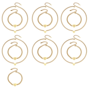 18k vergoldetes Edelstahl-Schmuckset aus Herz-Halskette und Armband mit Zirkonia-Buchstaben