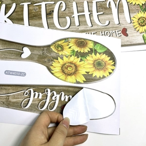 Stickers muraux de cuisine aux motifs de tournesol et décoration à grain de bois