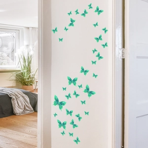 Luminous mint green butterfly wall decals with texture detail for bedroom decoration