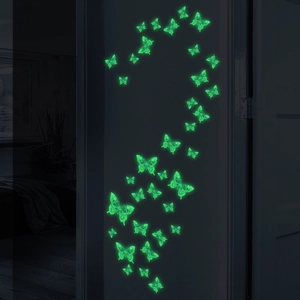 Luminous glow-in-the-dark butterfly wall stickers set for bedroom decoration in neon green