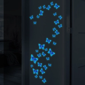 Glow in the dark blue butterfly wall stickers set for bedroom decoration in assorted sizes