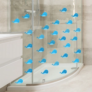 Blue Whale Wall Stickers Waterproof PVC Marine Animal Decals For Bathroom Shower Glass Window Decor Cartoon Nursery