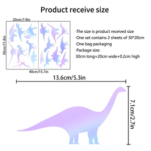 Luminous colorful dinosaur wall stickers set with 2 sheets for kids room decoration