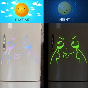 Luminous emoji fridge magnet with glowing green effect for home wall decoration