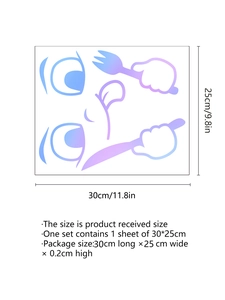 Luminous emoji wall sticker detail with knife and fork design in 30x25cm size