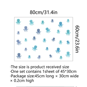 Cartoon octopus family wall stickers for bathroom decor, layout size 80x60cm