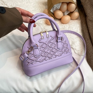 Damen Mode PU Leder Dome Handtasche Mit Geometrischer Stickerei Doppelreißverschluss Schulter Umhängetasche Retro Shell Tasche Für Den Alltag