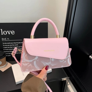 Dames Retro PU-leer Kleine Vierkante Tas Met Asymmetrische Klep En Letterprint Mode Pendel Onderarm Schouder Crossbody Tas