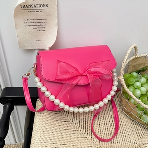 Sac Bandoulière En Cuir PU Pour Femmes Avec Grand Nœud En Maille Et Poignée En Chaîne De Künstliche Perles Sac À Main Élégant