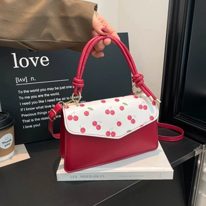 Petit Sac Carré en Cuir PU Mode pour Femmes Impression Douce Poignée à Nœud Sac à Bandoulière Main Décontracté Quotidien