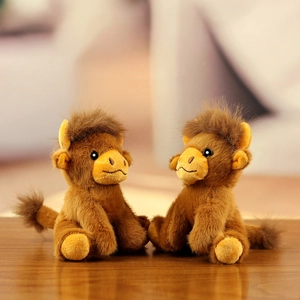 Cute plush camel keychain charms with fluffy brown fur and soft texture for bags