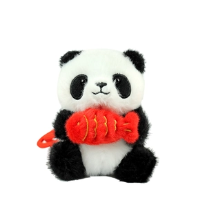 Portachiavi panda in peluche con pesce rosso, regalo souvenir per zaini