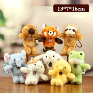 Plush animal doll collection featuring capybara, panda, and rabbit soft toys