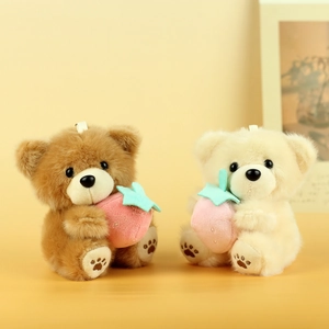 Simpatico Portachiavi Orsetto di Peluche Con Fragola Morbido Animale Di Peluche Ciondolo Per Borsa Kawaii Teddy Bear Regalo Per Ragazze