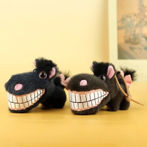 Porte-clés Créatif en Peluche Cheval à Dents Drôle Laid Mignon Animal Rembourré Pendentif de Sac Cadeau Décoratif pour Enfants Femmes